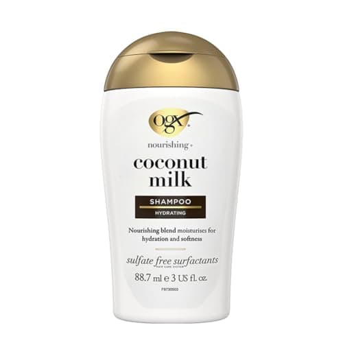 Image of OGX Nourishing with Coconut Milk Hydrating Shampoo, Intensely Moisturizes for Hydration and Softness, for Dry and Damaged Hair, Sulfate Free, 88.7ml