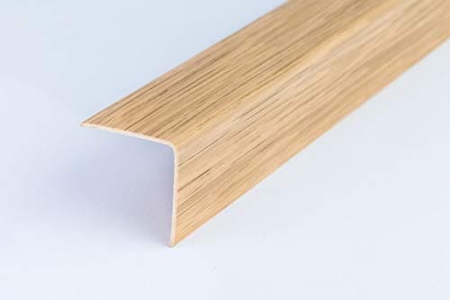 Image of Wood Effect Plastic PVC Corner 1M Angle Trim Wall Corner Guard Edge Protector TMW Profiles (40mm x 40mm x 1M, Light Oak)