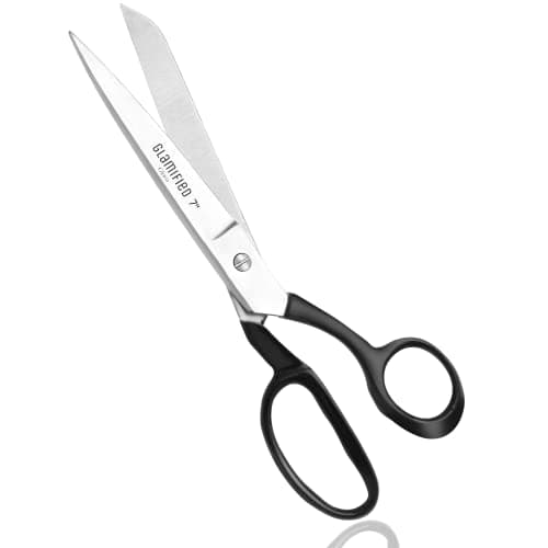Image of Glamified - Scissors 7 Inch(17.78CM)-Dressmaker's Tailoring Sewing Scissors Dressmaking Shears for Cutting Fabric, Clothes, Leather (7 inches, Black Style 1)