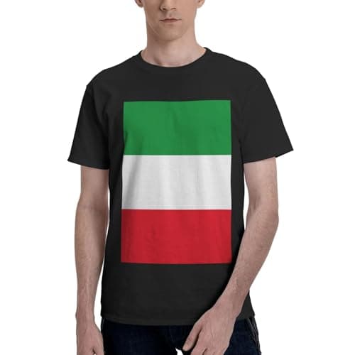 Image of Flag of North Rhine-Westphalia Print T Shirts, Short Sleeve Crew Neck T-Shirt, Slight Stretchy Cotton Tee Tops for Men and Women Black