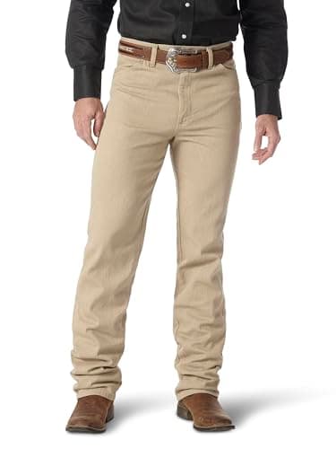 Image of Wrangler Men's Cowboy Cut Slim Fit Jean Jeans, Prewashed Tan, 33W / 36L