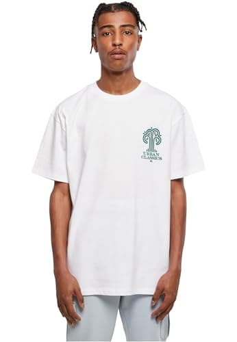 Image of Urban Classics Mens Organic Cotton T-Shirt Organic Tree Logo Tee Men's Top with Logo Print Sizes XS - 5XL, White, XL