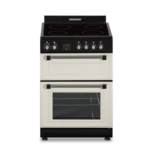 Image of Cookology RETDO600CRM Freestanding Retro Electric Single Cooker Fan Oven in Cream - 94 Litre Capacity - 60cm Wide - Cooker Fan Oven - Ceramic Top - 4 Cooking Zone Hob