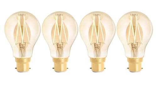 Image of 4lite WiZ Connected A60 Amber White WiFi LED Smart Bulb - B22 Bayonet Cap, 4 Pack
