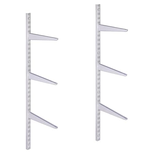 Image of EAI Twin Slot Shelving Kit 6x270mm Brackets 2x1m Uprights Heavy Duty Steel Wall Mounted Shelving System - White