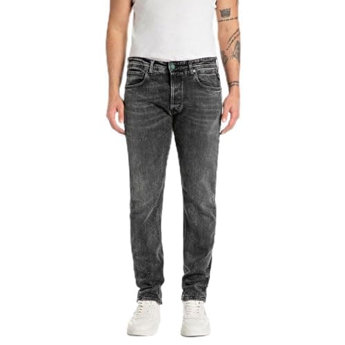 Image of REPLAY Herren Jeans Grover Straight-Fit Original, Grau (Dark Grey 097), 33W / 34L