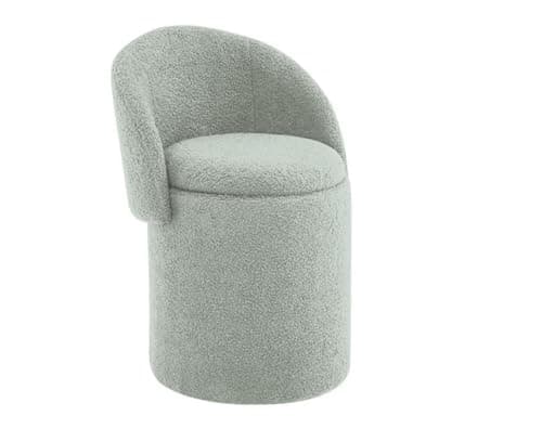 Image of A ASPECT Beth Boucle Dressing Table Stool,Round Stool With Storage (Sage Green)