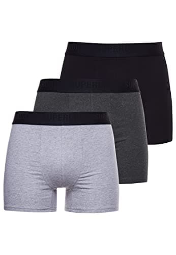 Image of Superdry Men's Multi Triple Pack Boxer Shorts, Black/Charcoal/Grey, Small, Black/Charcoal/Grey, S
