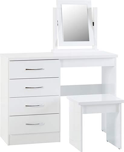 Image of Seconique Nevada Dressing Table Set in White Gloss