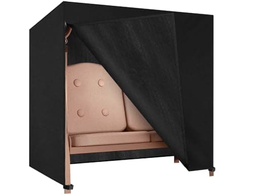 Image of Dokon 2 Seater Garden Swing Covers Waterproof Heavy Duty Oxford Fabric Outdoor Swinging Chair Cover Windproof Anti-UV Patio Garden Hammock Cover with Zips (175x125x160cm) - Black