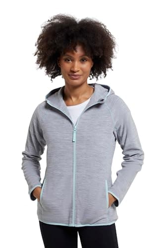 Image of Mountain Warehouse Lleyn Melange Womens Fleece Jacket - Breathable, Antipill Ladies Spring Summer Coat, Full Zip, Durable Fleece - Ideal For Spring Summer Light Grey Women's Size 12