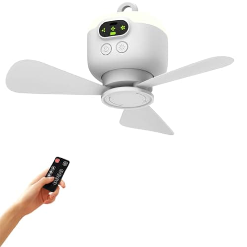 Image of Kouamor 10.6" 4w Usb Rechargable Ceiling Fans, 3 Speed Camping Small Ceiling Fan, Usb Mini Small Ceiling Fan, Ceiling Fans with Night Lights and Remote, for Tent Hiking Camping Outages Home Room