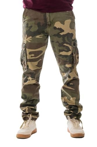 Image of Vasego Men's Cargo Trousers - Durable Work Pants for Men with 6 Pockets - Loose Fit Men's Work Trousers - Camping Hiking Trousers | Colour: Camouflage, Size: 30