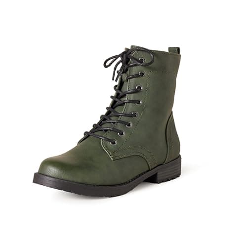Image of Amazon Essentials Women's Lace-Up Combat Boots, Green, 3 UK