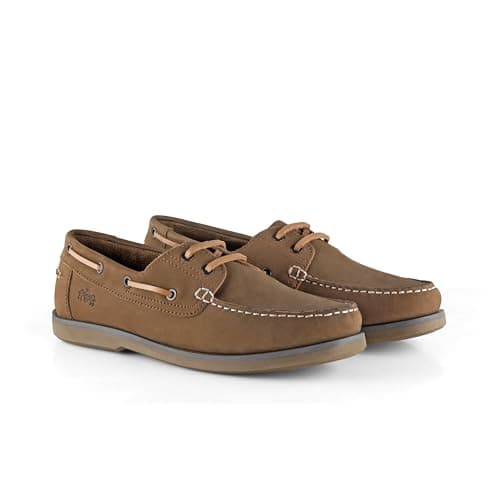 Image of Catesby Hector Leather Mens Boat and Deck Shoes Lightweight Casual Summer Shoes, Burnt Caramel, UK 7