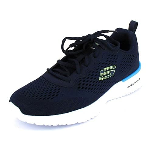 Image of Skechers Men's Skech-Air Dynamight Tuned Up Trainers, Navy Engineered Mesh Pu Lime Trim, 6.5 UK