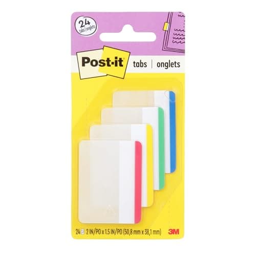 Image of 3M 686F-1 Post-It Durable Filing Tabs, Multi-Colour, 2 x 1.5-Inch, Pack of 24