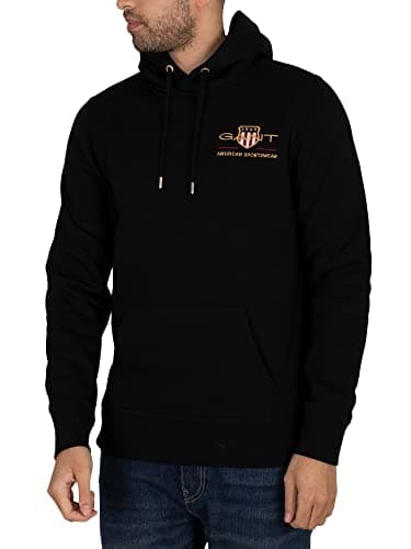 Image of GANT Men's Reg Medium Archive Shield Hoodie Hooded Sweatshirt , Black,M