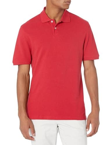 Image of Amazon Essentials Men's Slim-Fit Cotton Pique Polo Shirt, Red, L