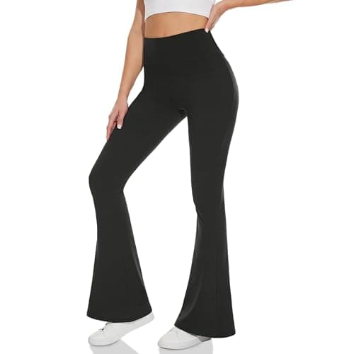 Image of HIPOWER Yoga Pants for Women High Waisted Flared Leggings with Tummy Control Soft Stretchy Bootcut Trousers for Gym Workout Black