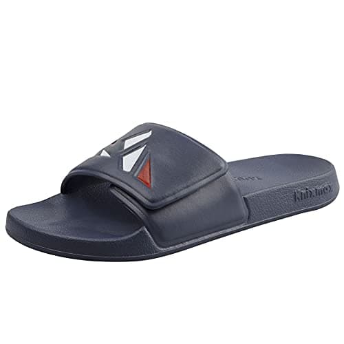 Image of Knixmax Men Sliders Comfort Aqua Slide Sandals Beach & Pool Shoes Adjustable Strap Open Toe Summer Slippers Hook & Loop B Navy 12/13UK - 46/47EU