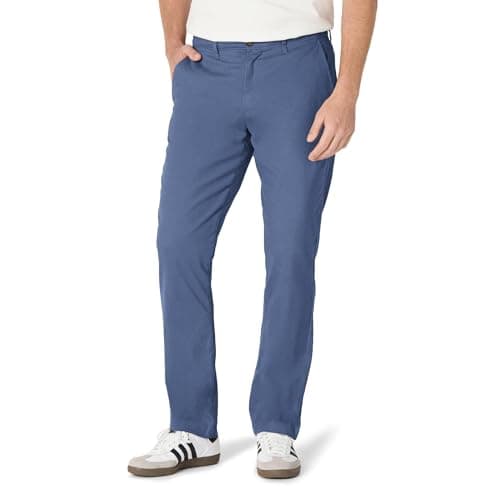Image of Amazon Essentials Men's Athletic Fit Casual Stretch Chino Work Trousers (Available in Big & Tall), Dark Blue, 38W / 29L