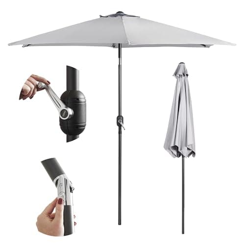 Image of VonHaus Parasol 2.7M – Parasol Umbrella for Outdoor, Garden, Patio – Sun Shade Canopy with Hand Crank, Tilt Function, UV30+ Protection, Air Vent, Powder Coated Steel Frame