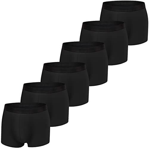 Image of JIATAOBAO Boxer Shorts Mens (Pack of 6), Cotton Fitted Underwear Retro Trunks Breathable Briefs, Suitable For Leisure, Sports And Business, S, M, L, XL, XXL (XL, Black×6)