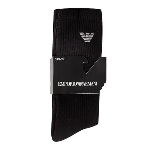 Image of Emporio Armani Underwear Men's 3-Pack Medium Socks Sporty Terrycloth, Black, TU, One Size