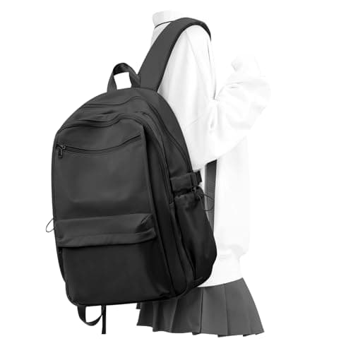 Image of WEPOET Simple School Backpack For Women,Lightweight College Backpack,High School Bag For Teens Boys Girls Bookbag, A1-black, Minimalist