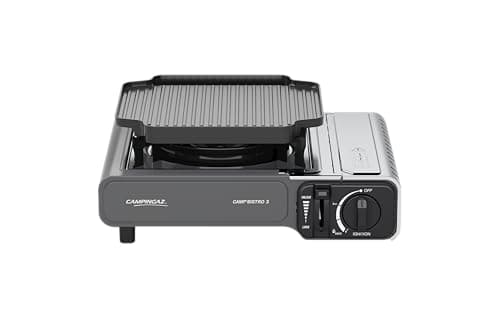 Image of Campingaz Camp Bistro 3 Stove | 1 Burner Camping Stove | 2200 Watt Camp Stove | Compact portable Outdoor Cooker | Includes Carry case for Easy Transport | Black,Camp Bistro 3 Griddle