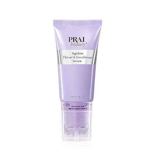 Image of PRAI Ageless Throat & Decolletage Serum 60ml with Rollerball Applicator - Anti-Ageing, Collagen Boosting Skincare - Firms & Tightens Skin, Smooths Wrinkles, Tones & Hydrates Neck & Cleavage