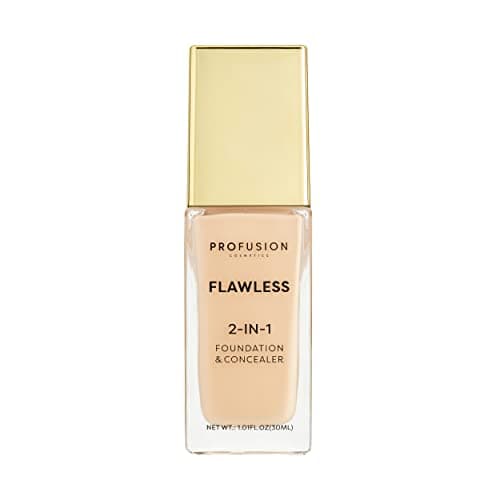 Image of Profusion Cosmetics 2-In-1 Foundation and Concealer for Light Skin Tone, Flawless Full Coverage and Matte Finish with Convenient Solution for Achieving Polished Look - Fair Ivory