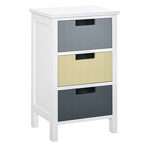 Image of HOMCOM 3 Drawer Storage Tower, Dresser Chest with Wood Top, Organiser Unit for Closets Bedroom Nursery Room Hallway
