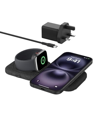 Image of Belkin BoostCharge Pro 2-in-1 Magnetic Wireless Charging Travel Pad 15W, Foldable Qi2-Certified Wireless Charger, MagSafe-Compatible Charger for iPhone 17, Air, Apple Watch 11, AirPods