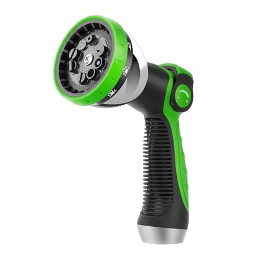 Image of KETTOYA 10-Spray Pattern Hose Pipe Spray Gun, New Garden Hose Nozzle with Thumb Control, On-Off Valve for Easy Water Control, Water Sprayer for Gardening, Watering, Washing Cars & Pets, Green