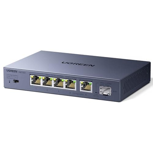 Image of UGREEN 2.5Gbps Network Switch, 5 x 2.5Gbps Base-T& 1 x 10Gbps SFP+ Slot Ethernet Splitter, 6 Port Metal Case Ethernet Switch Hub,Desktop & Wall-Mounting,Plug & Play for TV/Laptop/Switch/Router/Camera