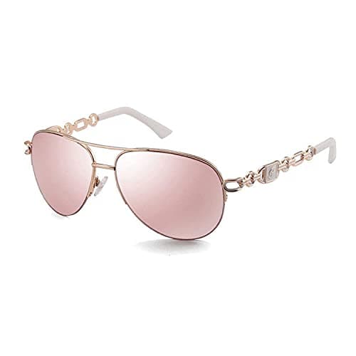 Image of FONHCOO Sunglasses for Women Men Mirrored Sunglasses Oversized Metal Frame UV400 (PINK/WHITE)