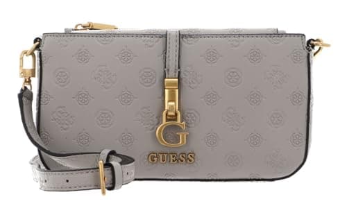 Image of GUESS cross body bag G James Logo Mini Double Zip Crossbody Bag Taupe Logo