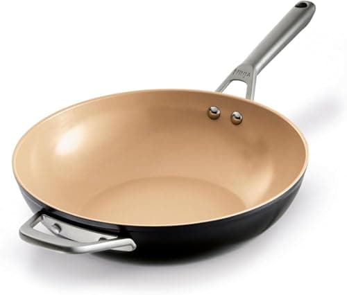 Image of Ninja Extended Life 28cm Ceramic Wok, Non-Stick (No PFAS, PFOA, Lead or Cadmium), Induction Compatible, Oven Safe Up to 285°C, Terracotta and Grey, CW90928EUI
