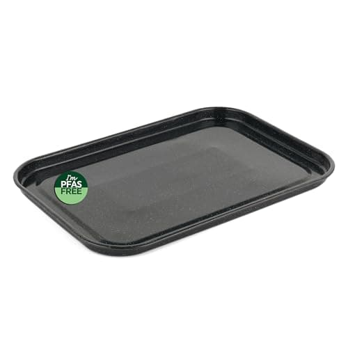 Image of Salter Vitreous Enamel Baking Tray – 40cm Interior Steel Flat Oven Pan, Large Cookie Sheet, Bakeware for Baking/Roasting, PFAS-Free, Easy Clean, Dishwasher Safe, Oven Safe to 230°C, Black
