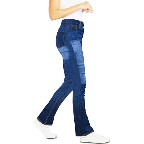 Image of Bikers Gear Australia BGA Protective Motorbike Trousers Women Bootcut Ladies Motorcycle Trousers Kevlar Jeans Reinforced Hip and Knee Safety (S, Blue)