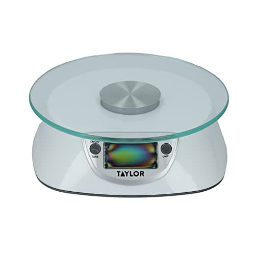 Image of Taylor Digital Kitchen Food Scales with Glass Platform, Highly Accurate with Tare Function and Precision, Silver Weighs 5 kg / 5,000 ml Capacity