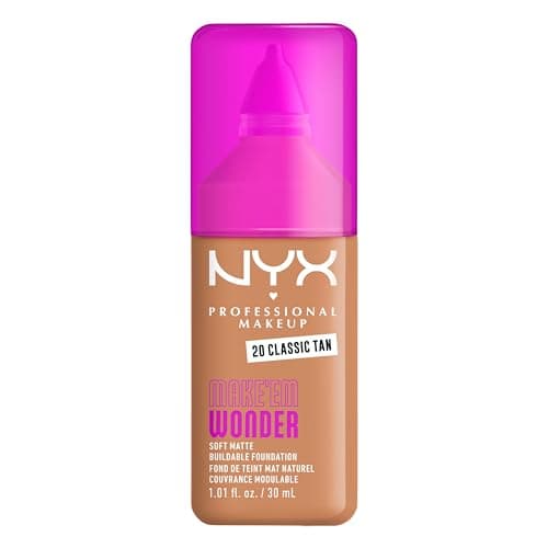 Image of NYX Professional Makeup Make 'EM Wonder, Up to 24 Hour Soft Matte Foundation, Undetectable Finish, Waterproof, Sweat and Transfer Resistant, Shade: 20 Classic Tan