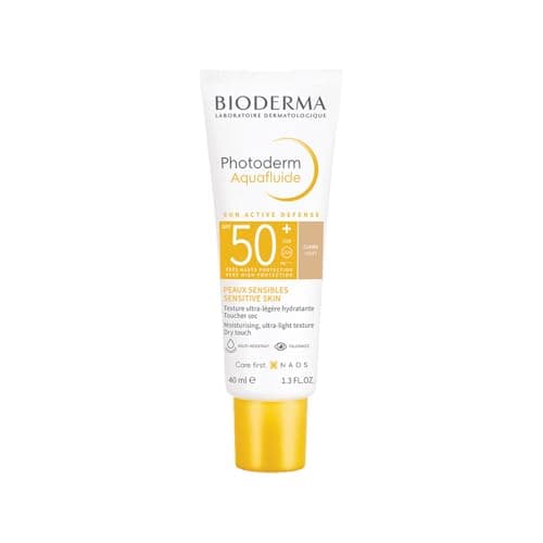 Image of Bioderma Photoderm Aquafluide Light SPF 50+ Tinted Moisturiser and Sunscreen for Sensitive Skin 40ml