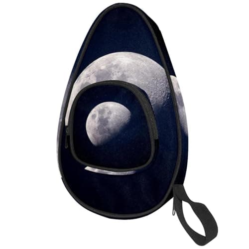 Image of lcndlsoe Ping Pong Paddle Bag, Space Lunar Half Moon Table Tennis Racket Cover Case