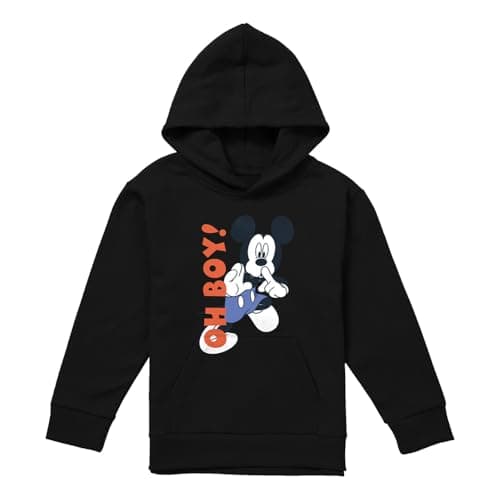 Image of Cotton Soul Disney Mickey Mouse Oh Boy! Youth Kids Boy/Girls Pull-Over Hoodie, Black, 5-6 Years
