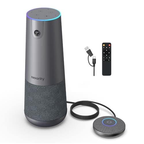 Image of NEARITY 120 Max 4K Video Conference Camera with Microphone and Speaker, 8MP CMOS Video Conferencing System, 5X Zoom, Auto Framing, 4 Noise Cancelling Mics, 26ft Voice Pick Up for PC/Laptop/Smartboard