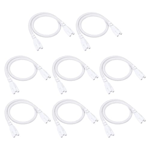 Image of PATIKIL 0.4M / 1.3Ft T5 T8 LED Lamp Connecting Wire, 8 Pack LED Double End 3 Pin Cable Connector Linkable Extension Power Cords for LED Integrated Tube, White