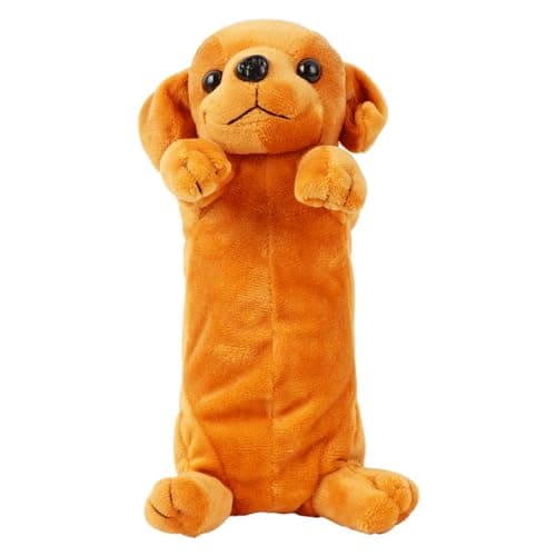 Image of LA HUATE Kid's Super Cute Plush Pencil Case Dog Design Pencil Holder Pen Case for School Children Students Color Yellow